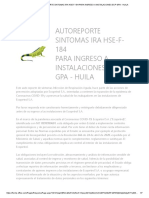 Autoreporte Sintomas Ira Hse-F-184 para Ingreso A Instalaciones Ecp-Gpa - Huila