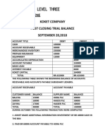 Coc Project Level Three: Project One Koket Company Post Closing Trial Balance SEPTEMBER 20,2018