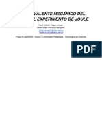 El Equivalente Mecánico Del Calor, El Experimento de Joule