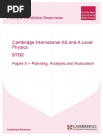 Cambridge International AS and A Level Physics: Paper 5 - Planning, Analysis and Evaluation