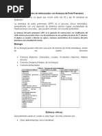 Signos de Alarma en Embarazadas Con Amenaza de Parto Prematuro