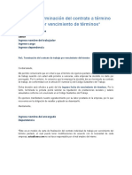 Carta Terminacion Del Contrato Termino Fijo Vencimiento de Terminos