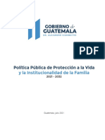 Política Pública para La Protección de La Vida e Institucionalidad de La Familia, República de Guatemala