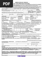 Verification of Vehicle: Not To Be Completed by Applicant