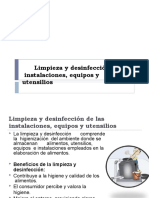 Limpieza y Desinfección de Las Instalaciones, Equipos y Utensilios