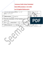 SBP DAV Centenary Public School Fatehabad Home Work Differentiation-1 15.5.2021 Class XII Applied Mathematics