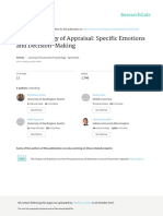 The Psychology of Appraisal Specific Emotions and Decision-Making