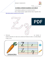 Ficha 4 Lectura de Sílabas y Dictado de Palabras Letra Z