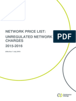 Network Price List: Unregulated Network Charges 2015-2016: Effective 1 July 2015