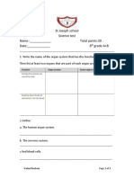 ST Joseph School Science Test Name: - Total Points:30 - Date: - 8 Grade A+B