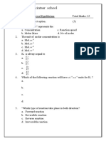 Federal Kintaar School: Test: Unit # 9: Chemical Equilibrium Total Marks: 25