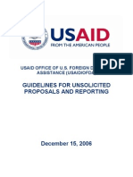 Guidelines For Unsolicited Proposals and Reporting: Usaid Office of U.S. Foreign Disaster Assistance (Usaid/Ofda)