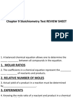 Chapter 9 Stoichiometry Test REVIEW SHEET