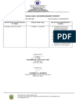 Individual Daily Accomplishment Report: Actual Days of Attendance To Work Actual Time Log Actual Accomplishment/ Output