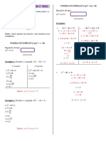 Resoluçoes de Equaçoes Quadraticas