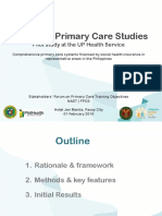 Philippine Primary Care Studies: Pilot Study at The UP Health Service