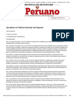 El Peruano - Aprueban La Política Nacional Del Deporte - DECRETO SUPREMO - #003-2017-MINEDU - PODER EJECUTIVO - EDUCACION