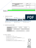 Ficha Divisiones para Niños para Tercero de Primaria