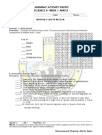 Learning Activity Sheets Science 8-Week 1 and 2