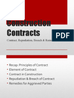 Construction Contracts: Contract, Repudiation, Breach & Remedies