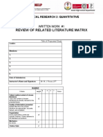 Review of Related Literature Matrix: Practical Research 2: Quantitative