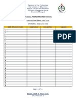 Attendance Sheet - Earthquake Drill - June