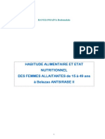 Habitude Alimentaire Et État Nutritionnel Des Femmes Allaitantes de 15 À 49 Ans À Belazao Antsirabe II (RAVELONIAINA Bodomalala/2007)