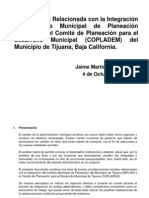 Notas Sobre La Fusión Implan Copladem Tijuana