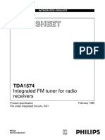 Data Sheet: Integrated FM Tuner For Radio Receivers