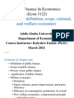 Public Finance in Economics (Econ 3122) : Introduction: Definition, Scope, Rational, and Welfare Economics