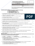 Grade Xii-Practical Research 2 First Quarter Prelim Examination (For Retakers Only)