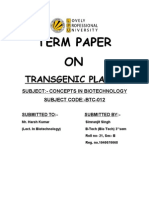 Term Paper ON: Transgenic Plants