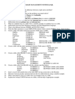 Database Management System & SQL 2 Mark Questions