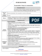 Fiche de Poste Documentaliste Chargé de Communication