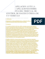 Modelo Apelacion Ante La Corte de Apelaciones Sobre La Negativa Del Tribunal de Control de Hacer Entrega de Un Vehiculo