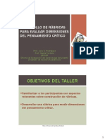 Desarrollo de Rúbricas para Evaluar Dimensiones Del Pensamiento Crítico