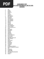 Assessment Test Class Ix (The Fundamental Unit of Life) Answers