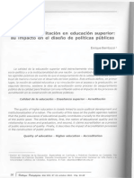 Calidad y Acreditación en Educación Superior Su Impacto en El Diseño de Políticas Públicas