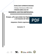 Ensayo - Por Qué Existen Las Organizaciones y La Creación de Valor