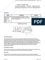 Fault Code 275 Fuel Pumping Element Number 1 (Front) - Mechanical System Not Responding Properly or Out of Adjustment