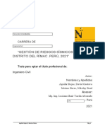 Gestión de Riesgos Sísmicos en El Distrito Del Rímac .Perú, 2021