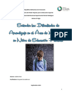 Proyecto Entender Las Dificultades de Aprendizaje en Matematicas en Niños de Educacion Primaria