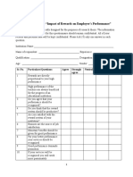 Questionnaire For Impact of Rewards On Employee