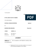 Labour Judgment - National Housing Enterprise Vs M Hinda-Mbaziira