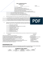 Oral Communication Summative Test 1 and Performance Task 1