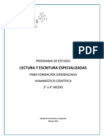 Lectura y Escritura Especializada - Programa