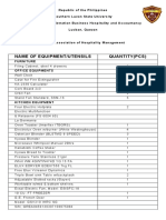 Name of Equipment/Utensils Quantity (PCS)