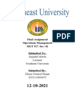 Final Assignment Operations Management MGT 517. Sec:-02 Submitted To