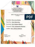 President: Mrs. Jovy Matias Vice Pres.: Mrs. Myna Due Secretary: Mrs. Regine Elducal Treasurer: Mrs. Annamarie Mariano Auditor: Mrs. Shirley Baltazar