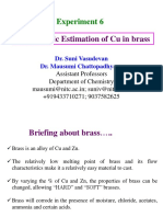 Experiment 6: Colorimetric Estimation of Cu in Brass